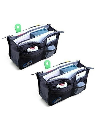 BTSKY Printing Handbag Organizers Inside Purse Insert - High Capacity 13  Pockets Bag Tote Organizer with Handle Beige