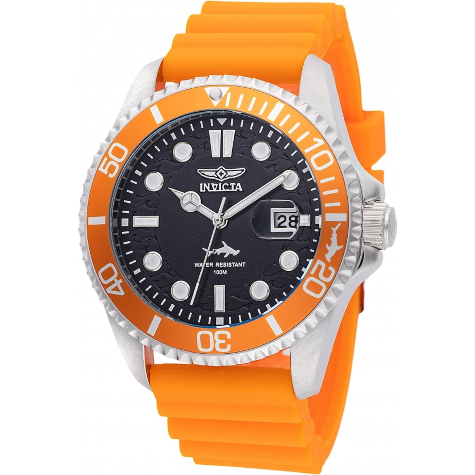 Invicta 47162 Men's Pro Diver Black Dial Orange Strap Quartz Watch