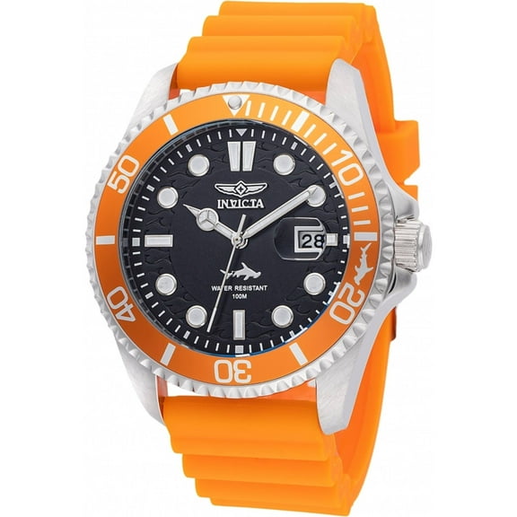 Invicta 47162 Men's Pro Diver Black Dial Orange Strap Quartz Watch