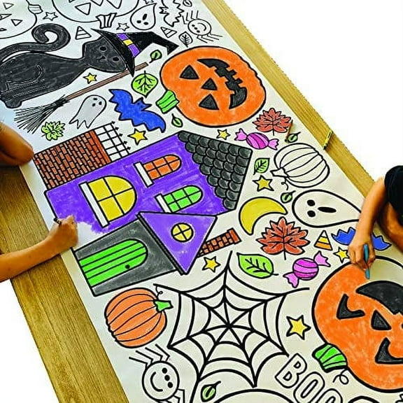 Tiny Expressions Giant Halloween Coloring Poster for Kids, 30 x 72 Inches Jumbo Paper Banner or Table Cover for School Parties or Events