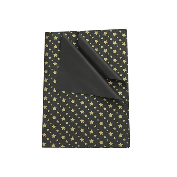 20 Sheets Black Gold Tissue Paper, Gold Stars Design, for DIY Gift Wrapping, Holiday & Birthday & Commemoration Day Gift Decoration,19.7"x13.8"