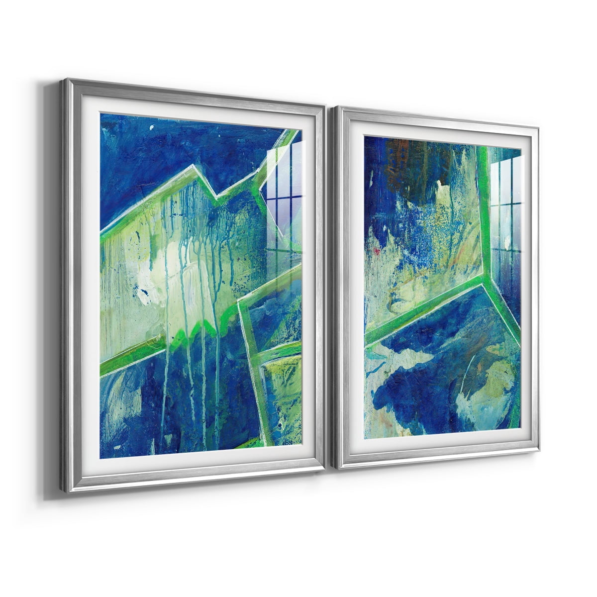 Wexford Home Geometric in Cool V Premium Framed Print, 30.5" x 42.5" - Ready to Hang, Silver (Set of 2)
