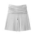 thumbnail image 4 of Arlun Womens Plus Size Yoga Workout Shorts Stretchy Ruched High Waist Summer Fold over Shorts Solid Color Casual Loose Fit Knee Length Loungewear Short Pants for Daily Versatile Light Gray XXXXL, 4 of 5