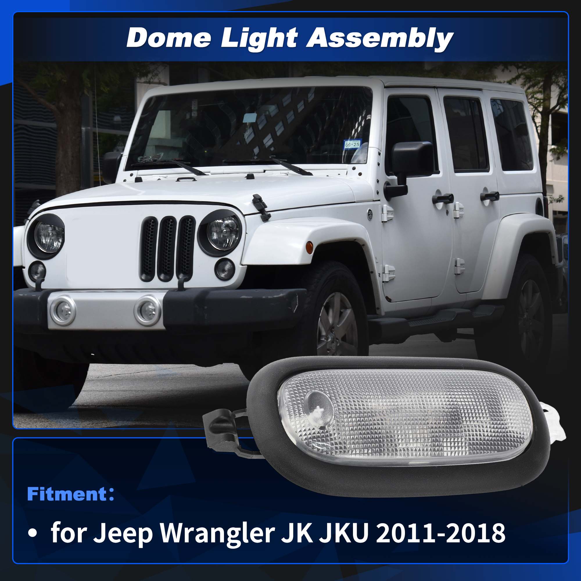 Unique Bargains Durable Dome Light Assembly LED for Jeep Wrangler JK JKU 2011-2018 1 Pc
