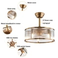 thumbnail image 6 of Denest 18inch Farmhouse Caged Ceiling Fan Light Gold With Remote Control For Kitchen Island, 6 of 24