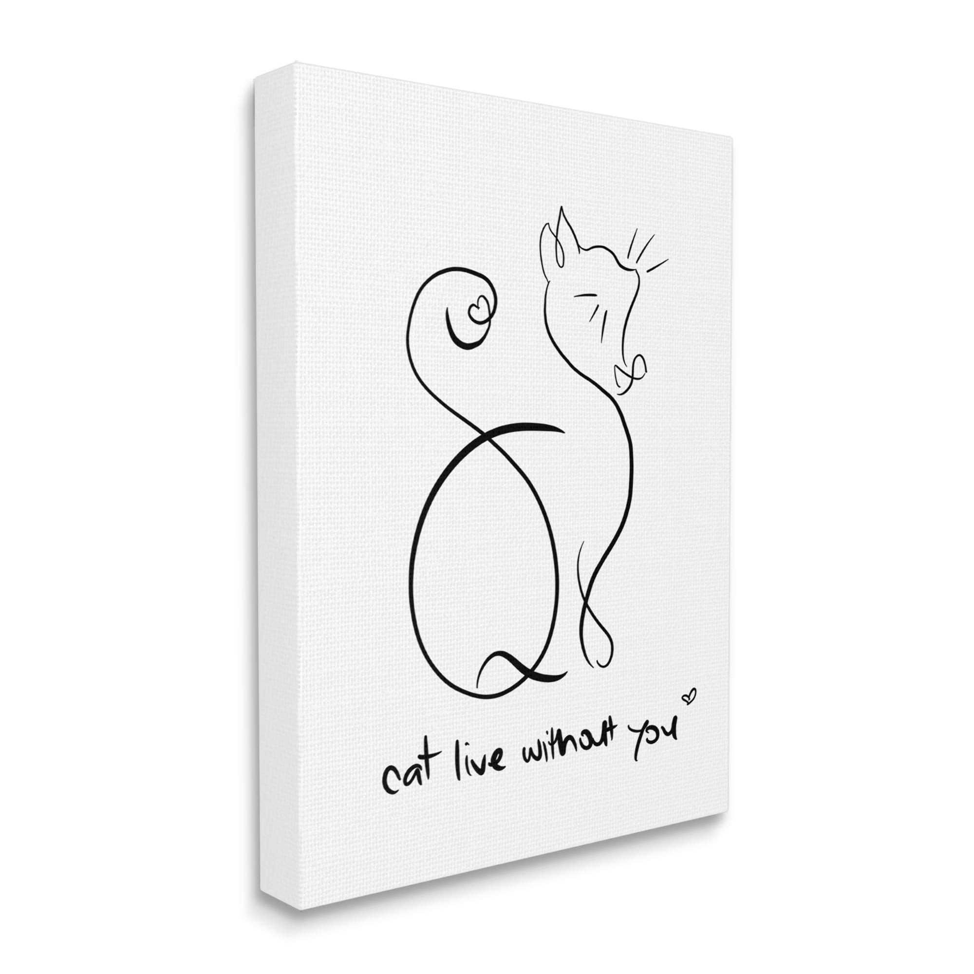Stupell Industries Cat Live Without You Phrase Feline Pet Pun, 36 x 48, Design by Anna Quach