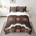 thumbnail image 3 of Homewish Rustic Cattle Hide 7 Pieces Bedding Comforter Set,Boho Bohemain Tribal Full Bedding Set,Red Diamond Fitted Sheet Flat Sheet For Men Women,Breathable Home Decor Reversible, 3 of 9