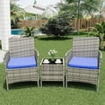 thumbnail image 3 of EastVita 3 Piece Patio Set PE Rattan Patio Conversation Set with 2 Chairs and 1 Coffee Table Outdoor Patio Furniture Set for Patio Front Porch Balcony Bistro - Grey, 3 of 8