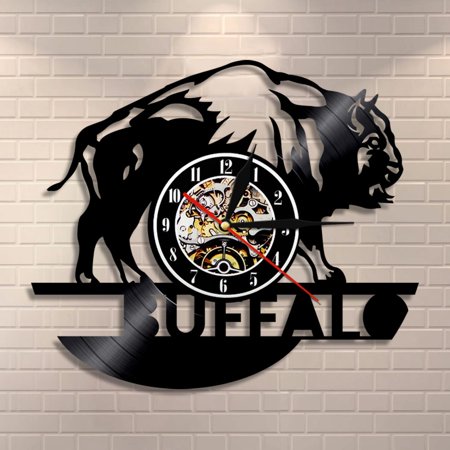 Inner Spiritual Animal Buffalo Wall Clock Wild Safari Life Buffalo Bison Vinyl Record Clock Cattle Art Modern Wall Clock
