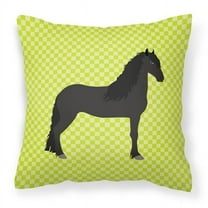 Carolines Treasures BB7741PW1818 Friesian Horse Green Fabric Decorative Pillow, 18 x 18 in.