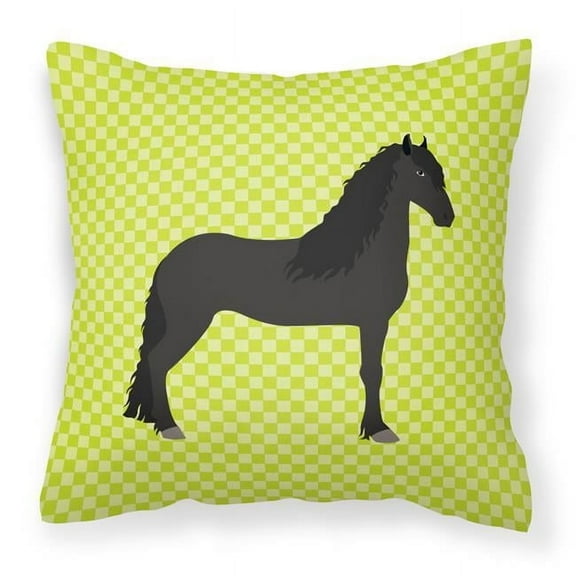 Carolines Treasures BB7741PW1818 Friesian Horse Green Fabric Decorative Pillow, 18 x 18 in.
