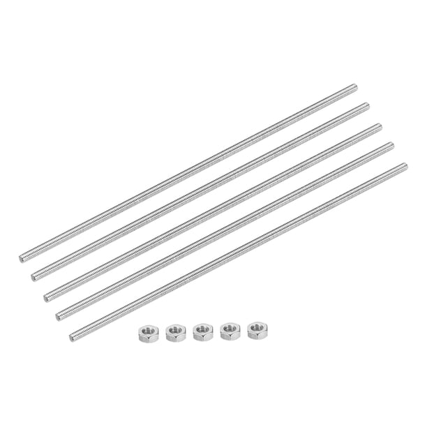 Varilla completamente roscada M3 x 100mm 0.5mm Pitch Acero Inoxidable 304 Mano Derecha 5pcs