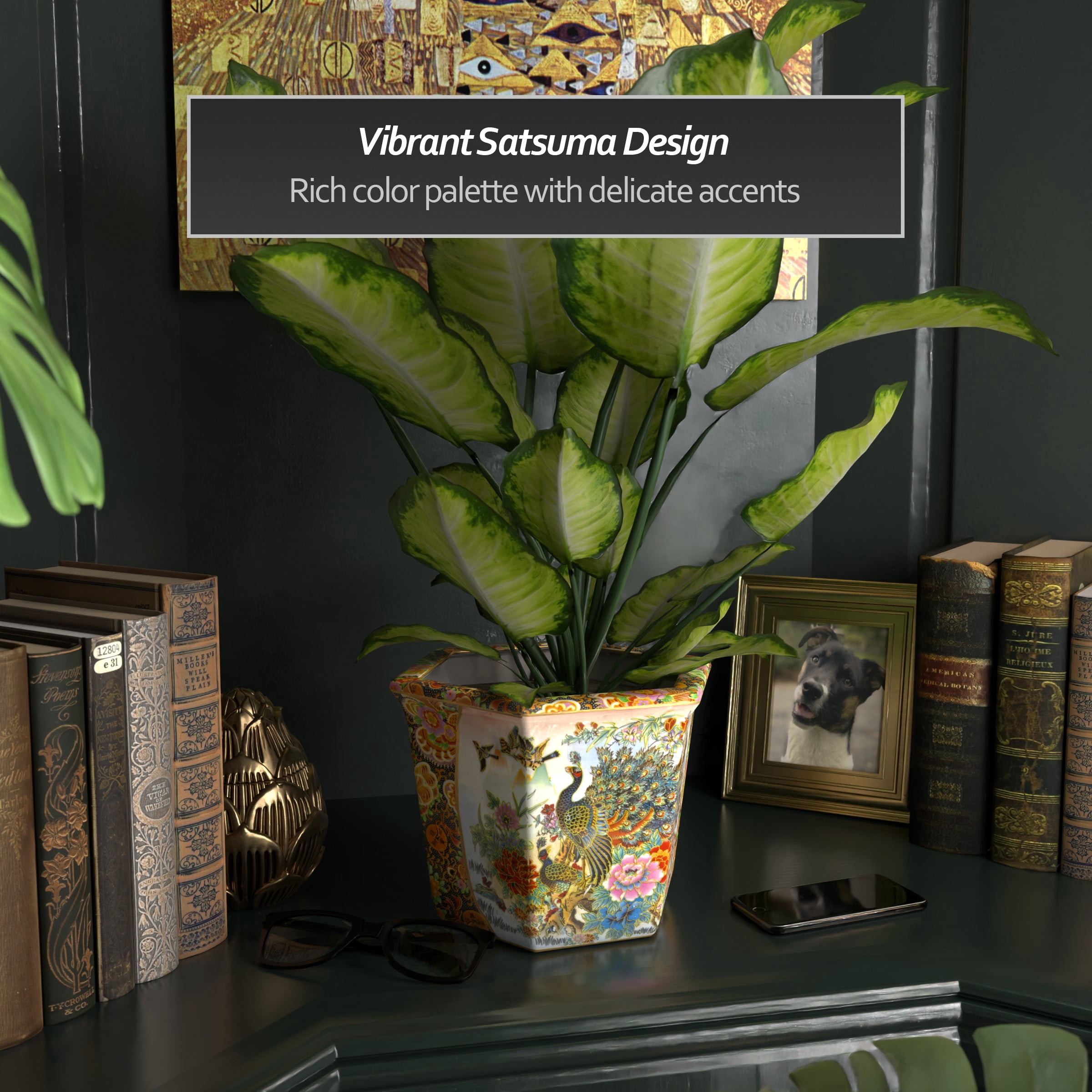 Mainstay 7.5" x 5.5" x 10" Round Copper Metal Plant Planter