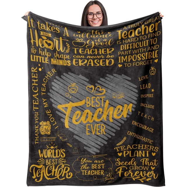 LHSHID Teacher Blanket Gifts for Teachers Flannel Fleece Throw Blankets for Teacher Gifts Lightweight Soft Throws for Home Bed Sofa Christmas Birthday Back to School Teachers' Day Gift Idea 40"x50"