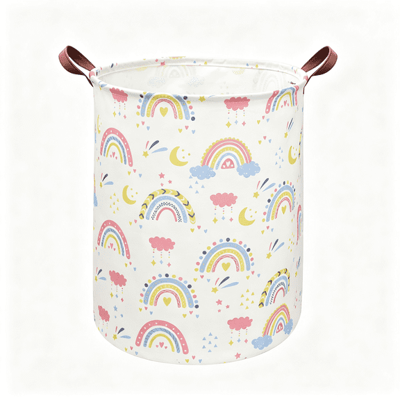 XIBUFE Rainbow laundry basket,Collapsible Laundry Hamper with Waterproof PE Coating Hamper Nursery Hamper for Room Decor, storage,Gift Basket, Cute kids laundry basket (Rainbow)