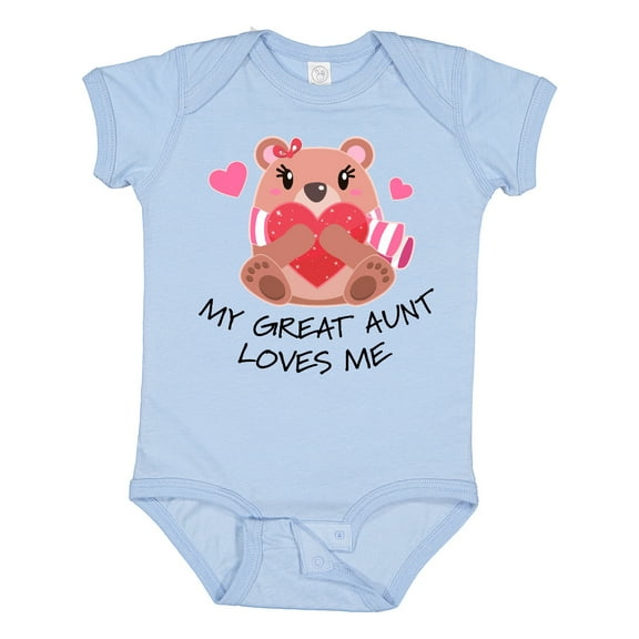 Inktastic My Great Aunt Loves Me Bear and Hearts Boys or Girls Baby Bodysuit