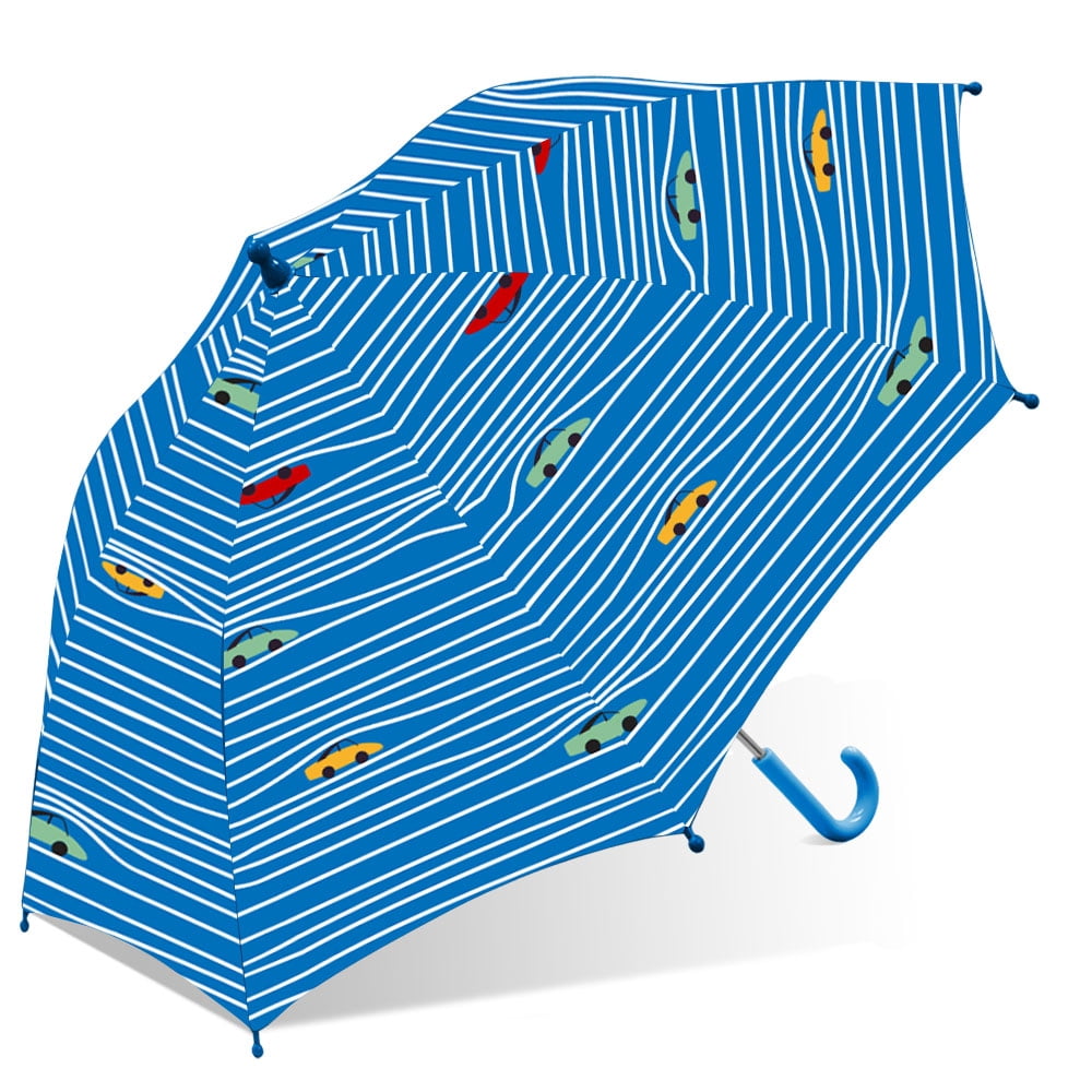 The Weather Station Children's Rain Umbrellas, Cars, Stick Umbrella with Curved Handle