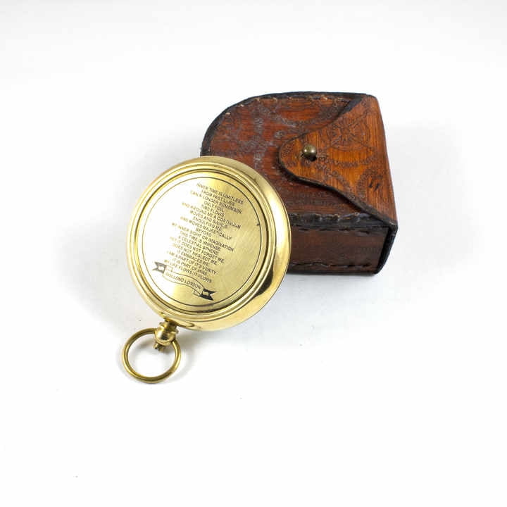 Handmade Brass Polished Nautical Directional Compass in Carry Leather Case Marine Pocket Tool for Anniversary & Birthday Gift