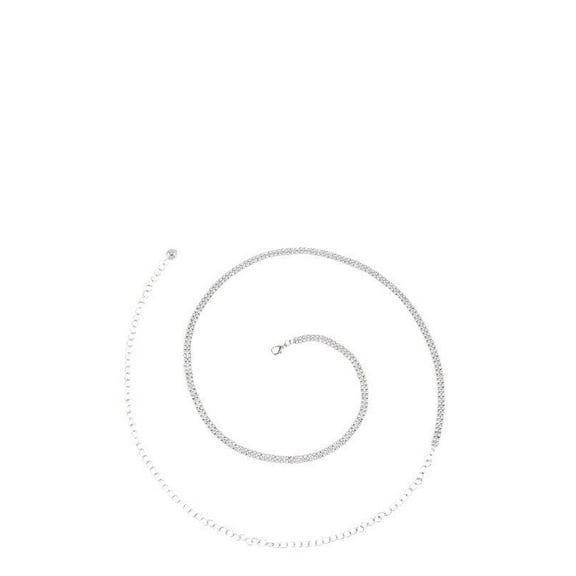 Double Line Rhinestone Belt SILVER OS