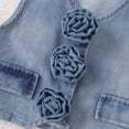 thumbnail image 7 of Huowey Style Girls Denim Outfit Ruffled Floral Button Down Tank Top High Waist Pleated Skirt Fashionable Summer Cozy Breathable Two Piece Clothing Set Vacation Dailywear,Blue,6-7 Years, 7 of 7