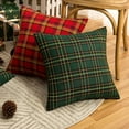 thumbnail image 4 of Pack of 2 Christmas Plaid Decorative Throw Pillow Covers Scottish Tartan Cushion Case for Farmhouse Home Holiday Decor Green, 18 x 18 Inches, 4 of 6