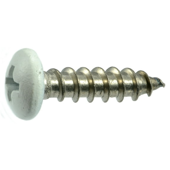 #10 x 3/4" White Painted 18-8 Stainless Steel Phillips Pan Head Sheet Metal Screws SMSPSS-636