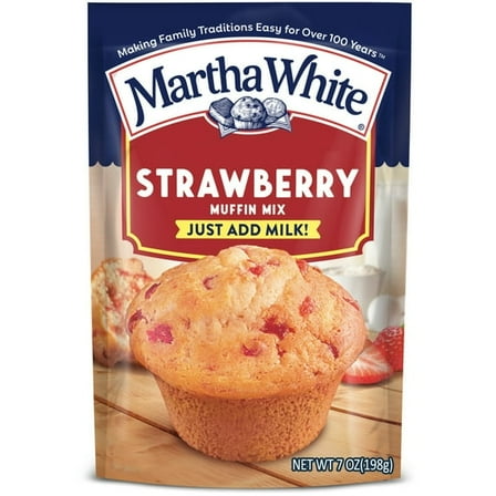 Martha White Strawberry Muffin Mix, 7 oz Bag pack of 4