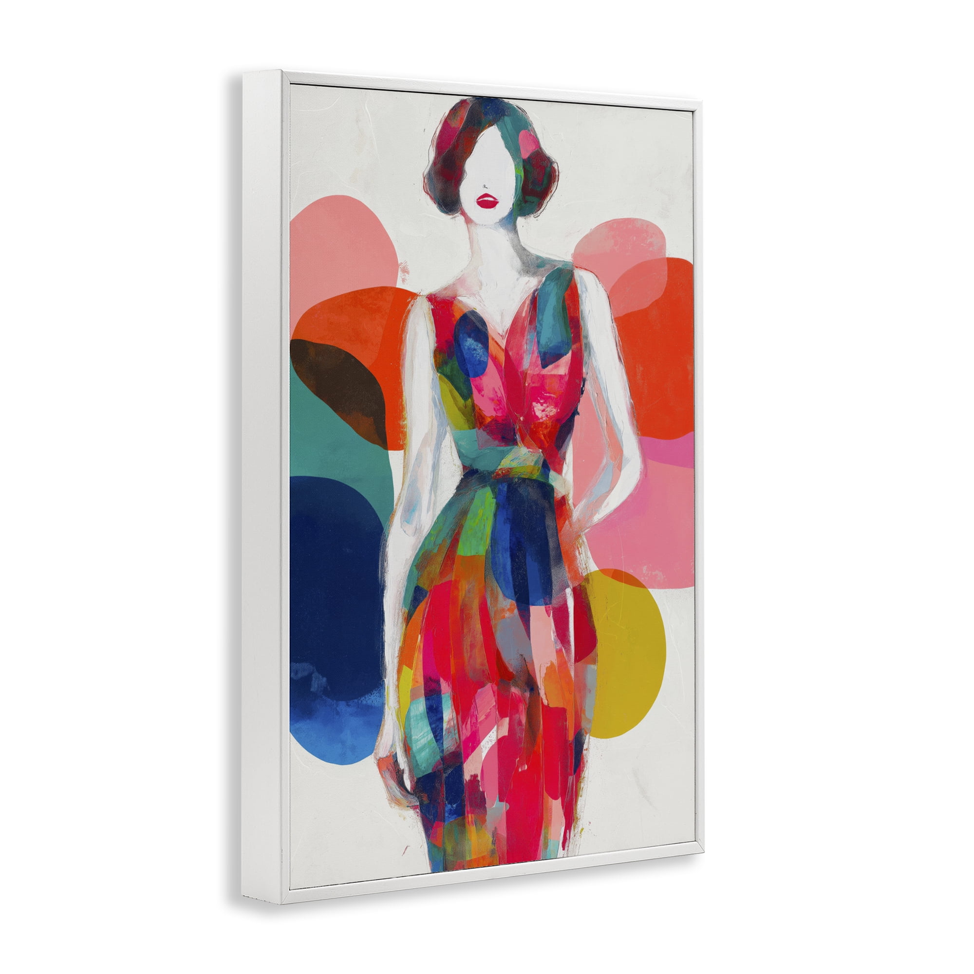 Stupell Industries Deco Fashion Woman White Framed Giclee Art, design by Chromatic Storm Studio