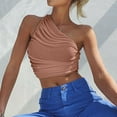 thumbnail image 2 of asdoklhq Blouses for Women Clearance $5,Women's Solid Casual One Shoulder Slim Fit Vest, 2 of 8