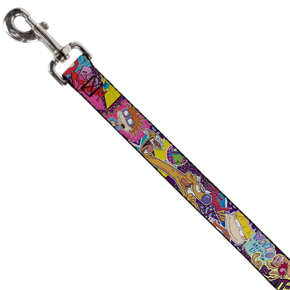 Nickelodeon Pet Leash, Dog Leash, Nick 90s Rewind Characters and Logo Collage, 4 Feet Long 1.0 Inch Wide