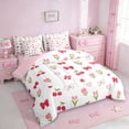 thumbnail image 2 of Erosebridal Cartoon Cute Flower Kids 7-Piece Twin Bedding Sets,Red Kawaii Cherry Bowknot Bedding Comforter Set For Kids,Pink Reversible, 2 of 7