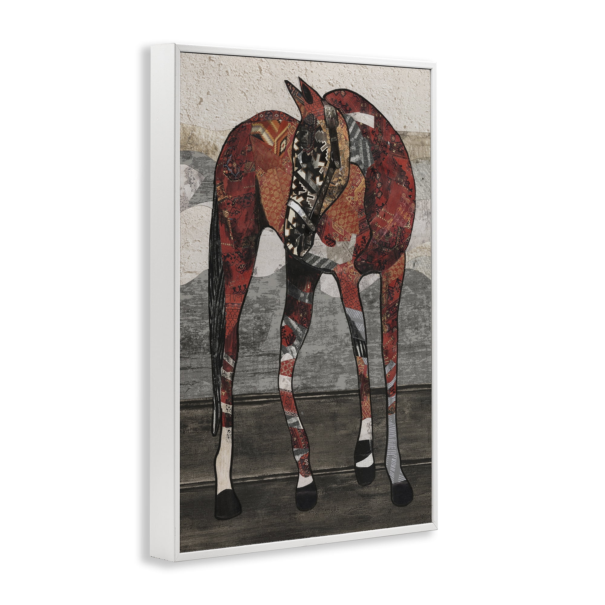 Stupell Industries Horse with Geometric Patterns Animals & Insects Painting White Framed Art Print Wall Art, 20 x 30