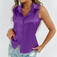 thumbnail image 6 of UVEASISHA Business Casual Tops for Women Sleeveless Button Down Shirts Slim Fit Office Work Blouse Purple XXXL, 6 of 7