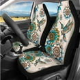 thumbnail image 2 of Pzuqiu 14 Pcs Front Rear Car Seat Cover Steering Wheel Seat Belt Headrest Coasters Center Console Pad Keychain Automotive Seat Cover Accessories Decor Gift for Women Boho Flower Hummingbird, 2 of 7
