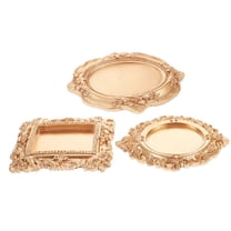 LOLIPPYY Set of 3 Vintage Style Golden Resin Perfume Trays Decorative Storage Display for Home and Vanity