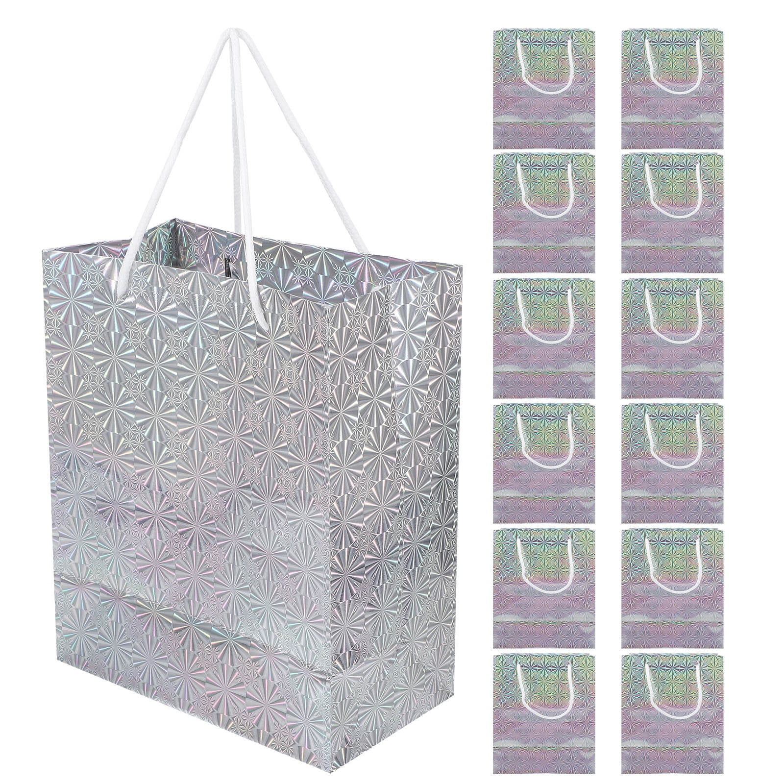 888 Display USA, Inc 200 Pcs 8 1/2" X 11" Flower Paper Gift Bags Shopping Sales Tote Bags White With Pink Red Flower Design (8 1/2" X 11