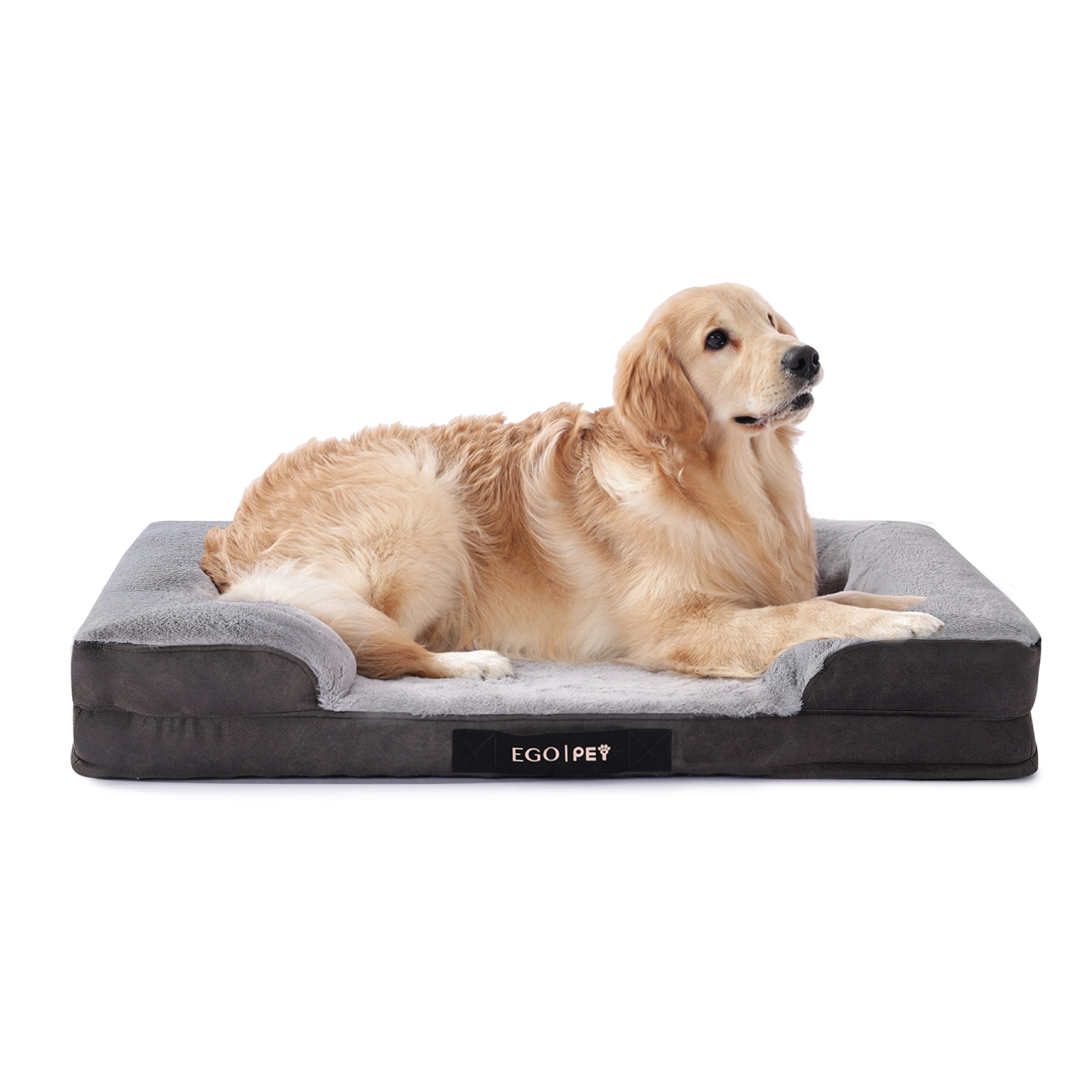 EGOHOME Sofa-Style Pet Orthopedic Bed, 3.5-Sided Bolster Memory Foam Dog Bed for Large and Medium Dogs with Machine Washable Cover and Non-Slip Bottom, XL (41"x27"x6.5")