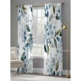 thumbnail image 4 of Watercolor Flowers Sheer Curtains 84 Inch Length 2 Panels Set Window Treatments, Spring Floral Leaves Botanical Blue Rod Pocket Semi Curtains for Living Room/Bedroom/Kitchen Décor, 104"W x 84"L, 4 of 7