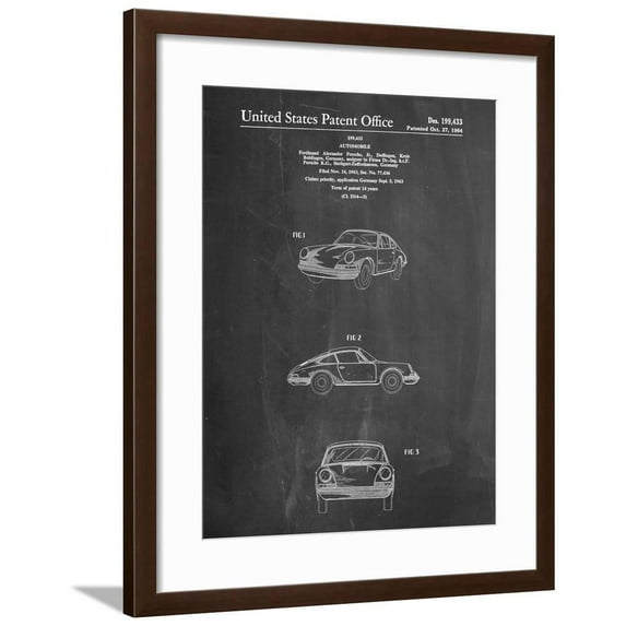 1964 Porsche 911 Patent, Transportation Framed Art Print Wall Art by Cole Borders