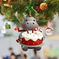 thumbnail image 2 of (2 Pack) 2D Acrylic Christmas Ornaments - Hippo Holding Cake Double Printed Book Unique Holiday Decorations for White Elephant Exchange, 2 of 4