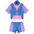 thumbnail image 7 of Haitryli Women's 80s Tracksuit Retro Outfits 2 Piece Zipper Front Jacket with Loose Shorts Blue L, 7 of 7
