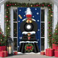 thumbnail image 6 of Black Locomotive Christmas Train Banner Golden Bells Holiday Display Red Bow Christmas Wreath Xmas Backdrop for Christmas Party Holiday Decoration Winter Event, 6 of 9