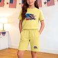 thumbnail image 2 of Kids Yellow Patriotic USA Flag T-Shirt and Shorts 2 Piece Matching Set for 4th of July, Unisex for Kids Boys Girls,Size 4 T, 2 of 9
