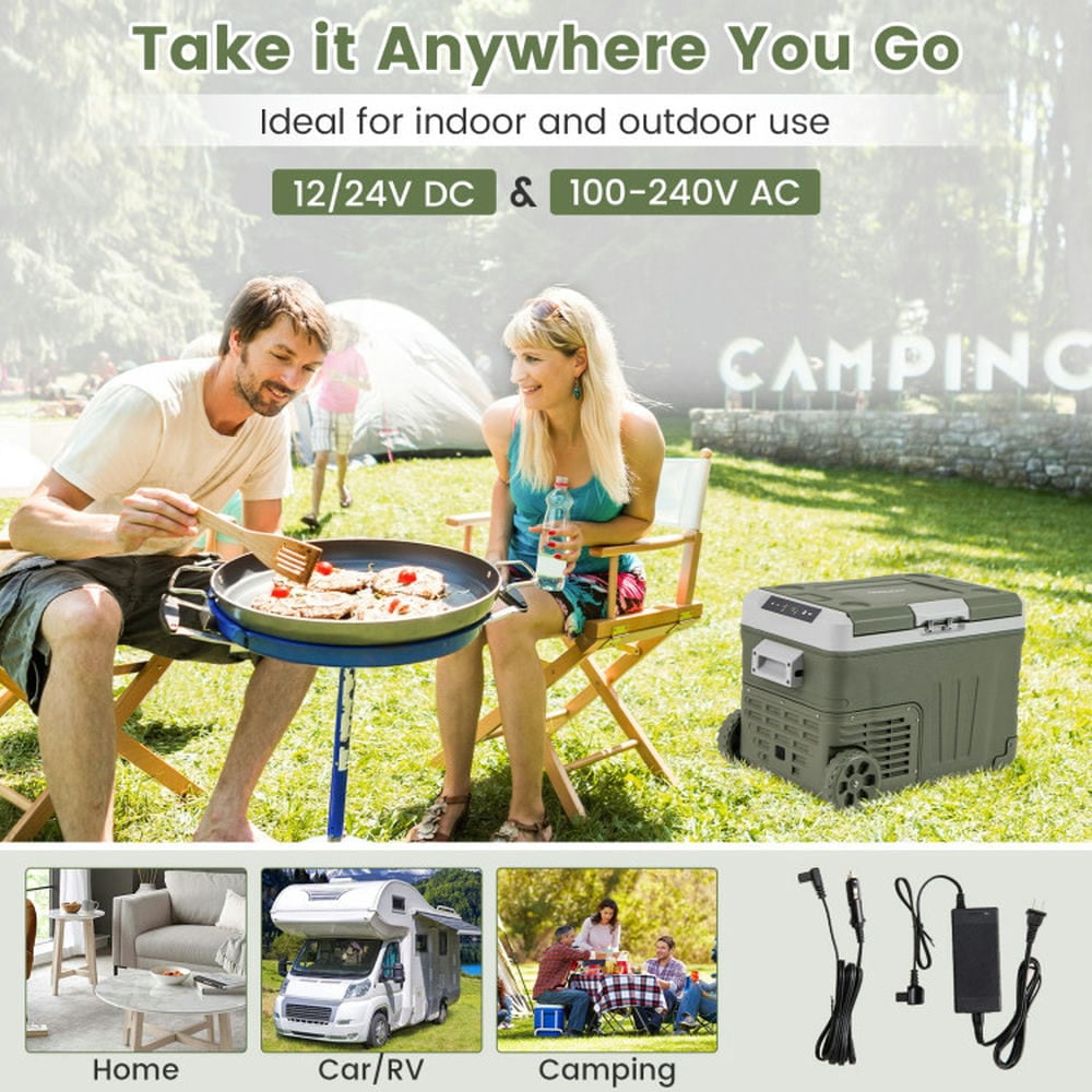 Spaco 12 Volt Car Refrigerator Portable Car Fridge with Adjustable Range-35L, Fast Cooling and 2 Running Modes for Outdoor as Garden, Yard, Green