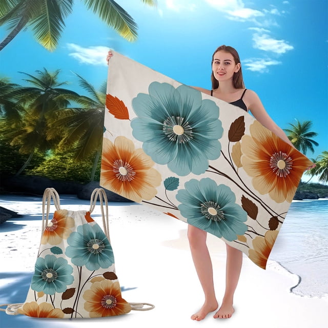 Tranfacy Home Decor,Beach Chair,Two-in-one Beach Bag-digital Printed Drawstring Bag- Microfiber Beach Towel-bath Towel
