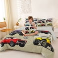 thumbnail image 3 of Erosebridal Monster Truck Twin Bedding, White Background Bedding Comforter Set, Monster Trucks White, Gray Reversible 7pcs, 3 of 6