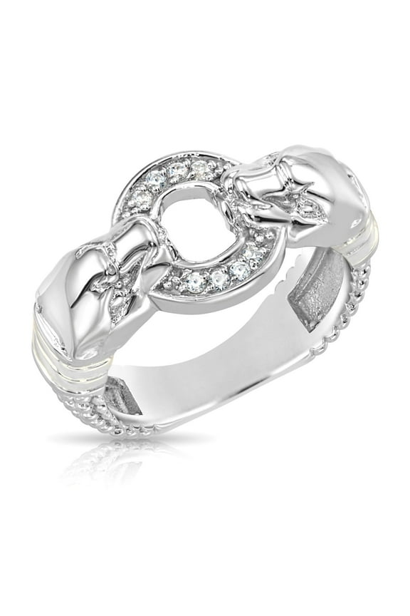 Solid 925 Sterling Silver Jaguar Panther Statement Cocktail Ring with Cubic Zirconia CZ Stones | Size 6 | Statement Ring for Men & Women