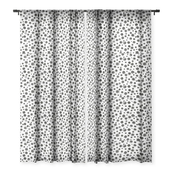 Society6 Ninola Design Polka Dots BW Single Panel Sheer Window Curtain 50" x 84"