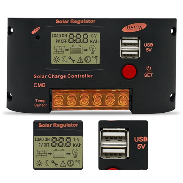 Amdohai 10A Solar Charge Controller for 12V/24V Solar Panel System Adjustable Paremeter