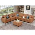 thumbnail image 5 of Devion Furniture Artificial Leather Modular Sectional With Ottoman And Cupholder Console - Beige, 5 of 11